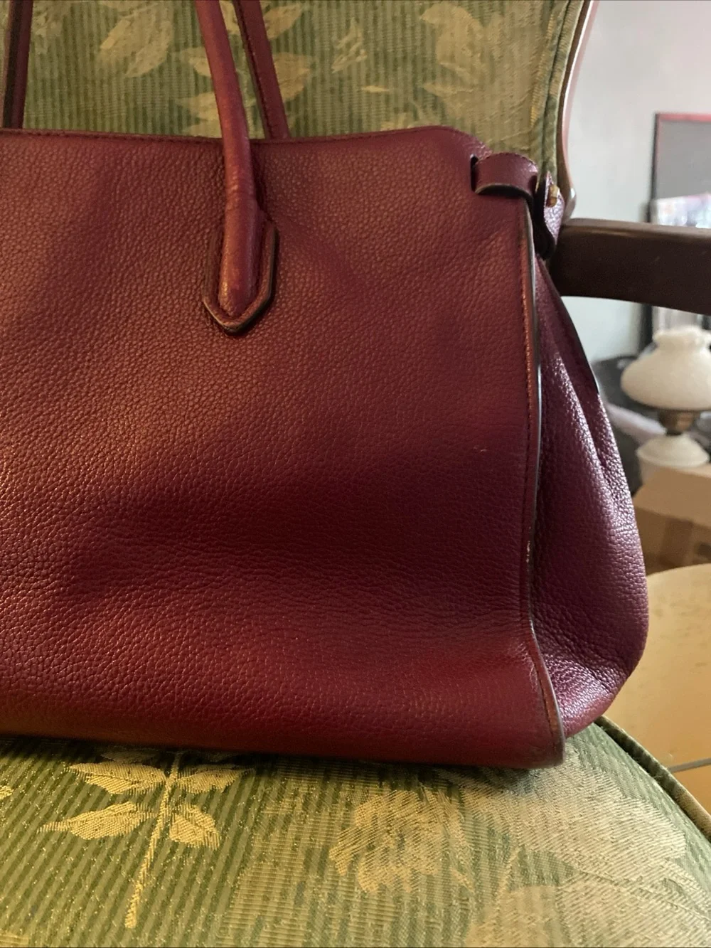 Furla Burgundy Leather Top-Handle Tote